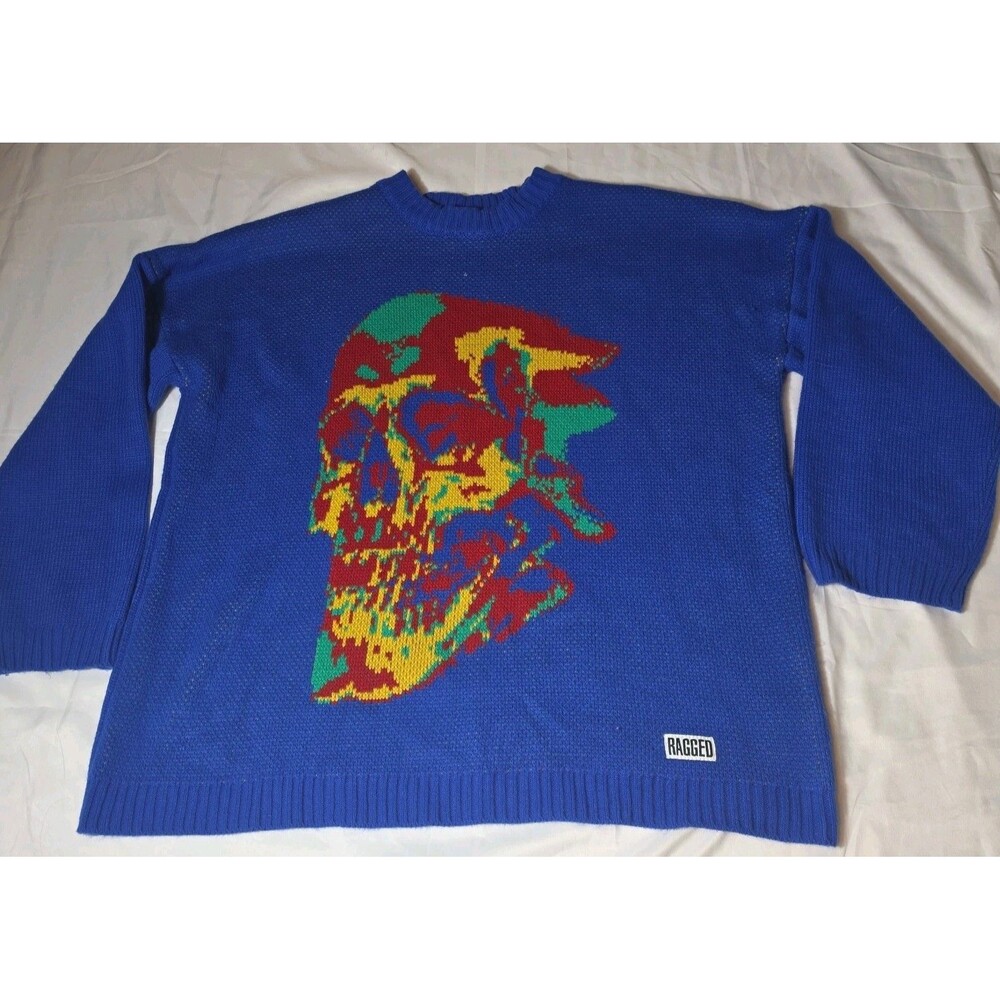 Ragged Priest Skull Skeleton Graphic Art  Sweater M Goth Grunge Streetwear